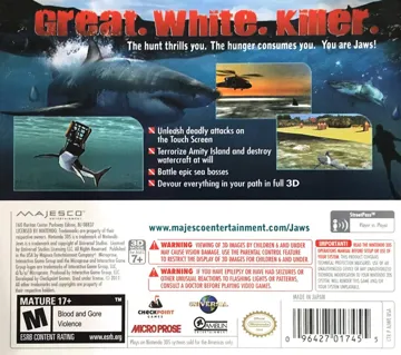 JAWS Ultimate Predator (Usa) box cover back